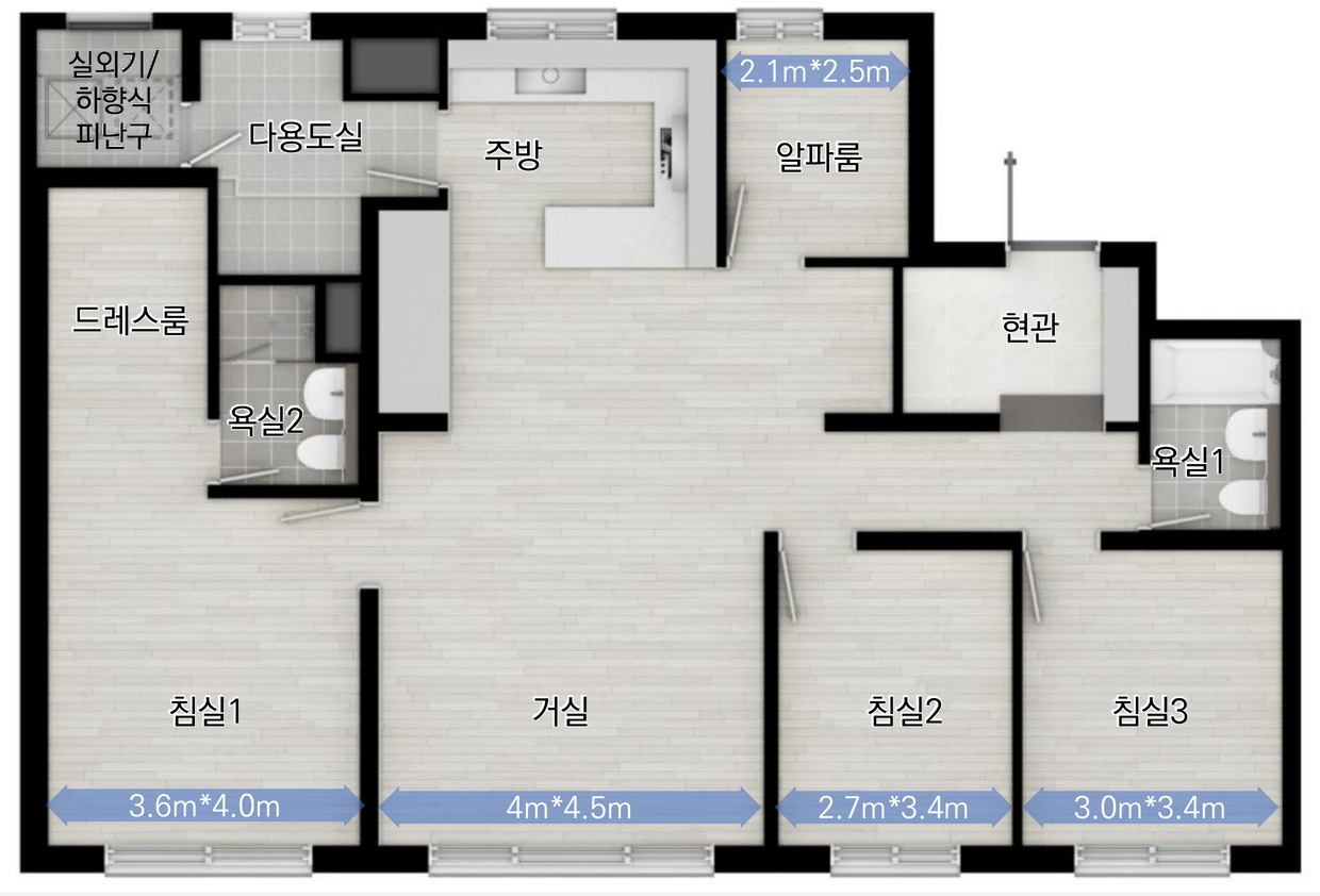 84㎡A 평면도(확장 기본형)