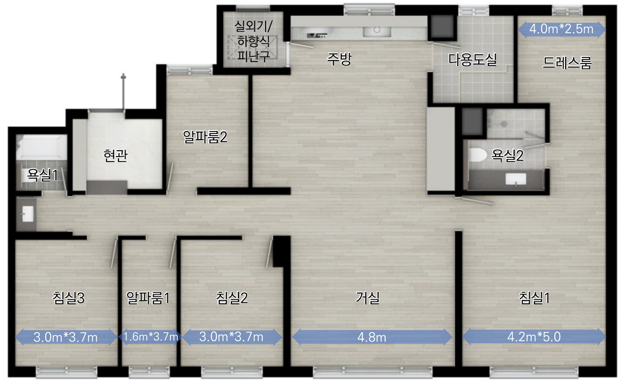 117㎡A 평면도(확장 기본형)