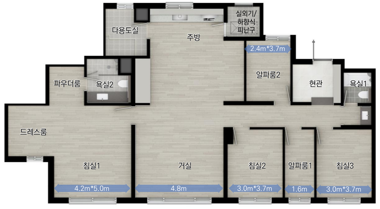 117㎡B 평면도(확장 기본형)